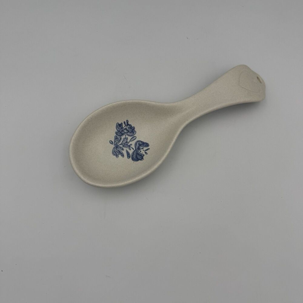 Vintage Pfaltzgraff Yorktowne Stoneware Spoon Rest Blue Floral Made in USA